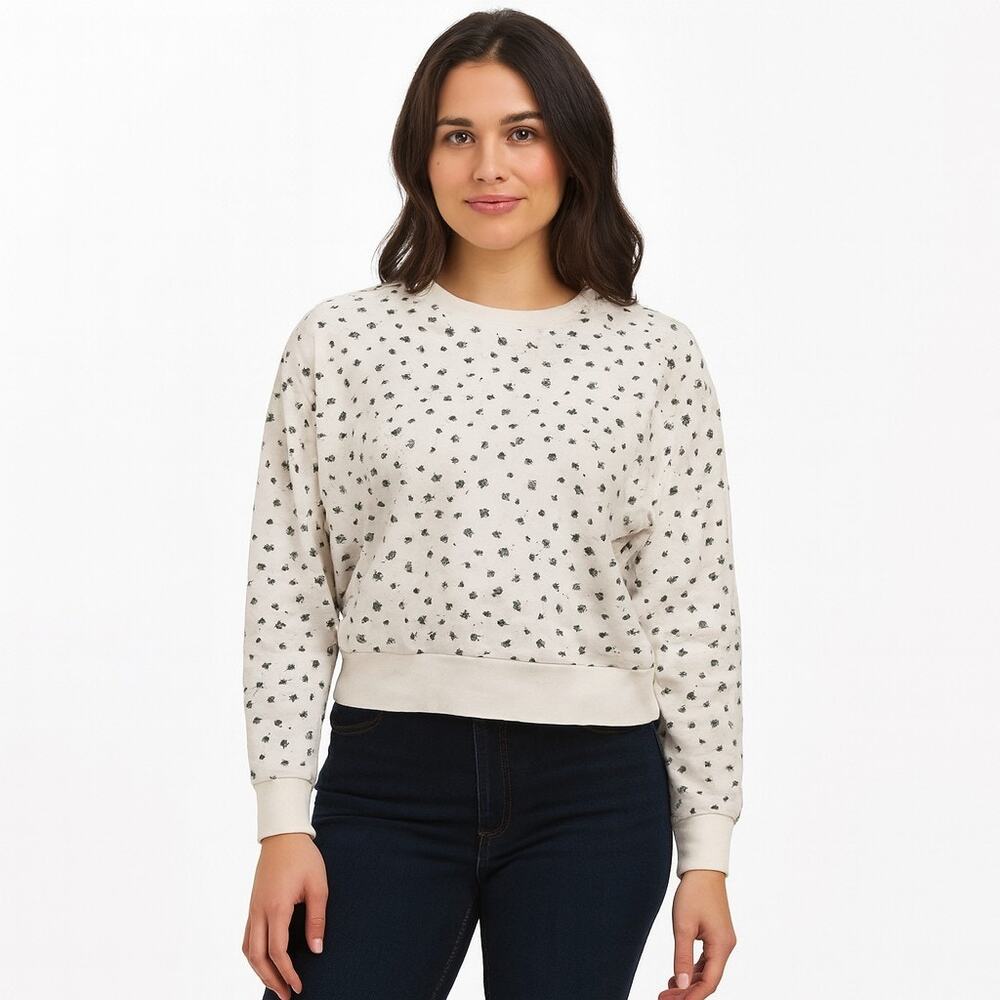 ROW A Women’s Ivory Floral Print Pullover Sweatshirt – Size Medium Casual NWT